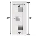 White Modern Entry Door with Glass Panels 30 Inch Width 82 Inch Height