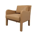 Modern Light Brown Leather Single Sofa With Armrests And Straight Legs 3d model