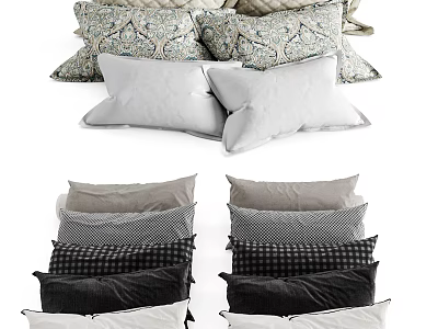 Decorative Throw Pillows with Various Patterns Colors and Textures for Home Decor 3d model