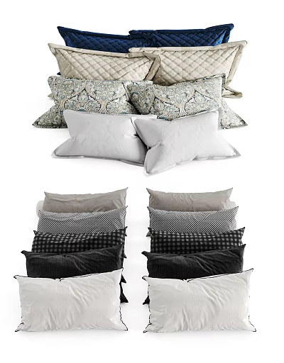 Decorative Throw Pillows with Various Patterns Colors and Textures for Home Decor 3d model