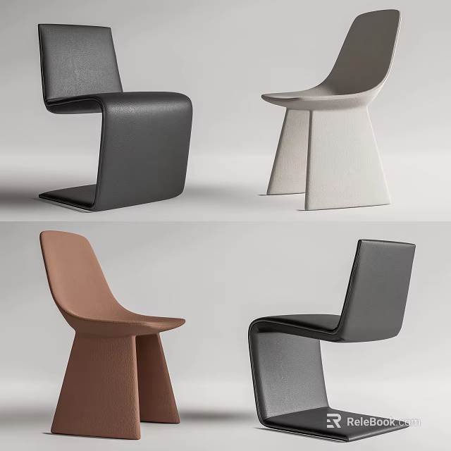Modern Dining Chairs With Sleek Designs In Black Gray And Brown For Stylish Home Decor 3d model 