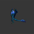 Fantasy Game Movie Character Blue Dragon With Scaled Body And Wings