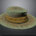 Vintage Green Hat Design With Yellow Woven Band And Text On Brim