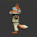 Cute Cartoon Fox Game Movie Character With Blue Headband White Outfit And Orange Ears Paws