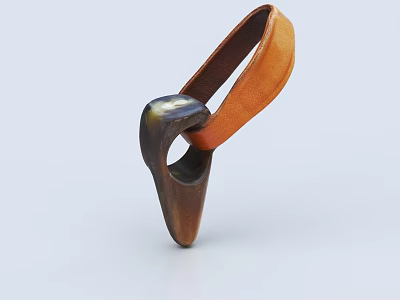 Unique Handcrafted Wooden and Dark Material Geometric Ring with Abstract Loop Design 3d model