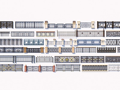 Modern guardrail wrought iron railing fence combination model