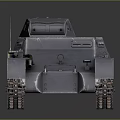 Gray Armored Military Tank With Turret Gun Tracks And Wheel Details