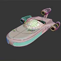Futuristic Aerospace Vehicle 3D Model With Sleek Metallic Exterior And Rear Thrusters