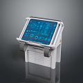 Medical Terminal Device With Blue Display Screen Interface Icons And White Body