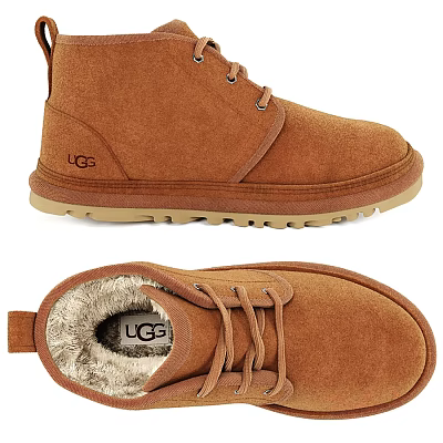 Brown UGG Suede Boots With Fleece Lining Lace Up Design And Rubber Sole 3d model