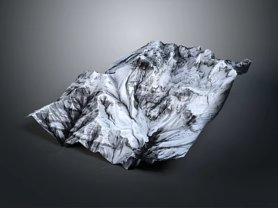 Black And White Mountain Landscape Sculpture With Textured Surface And Irregular Three Dimensional Shape 3d model