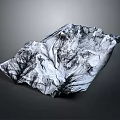 Black And White Mountain Landscape Sculpture With Textured Surface And Irregular Three Dimensional Shape