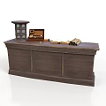 Dark Wooden Counter Furniture Design With Glass Door Cabinet Wooden Drawer Box And Books