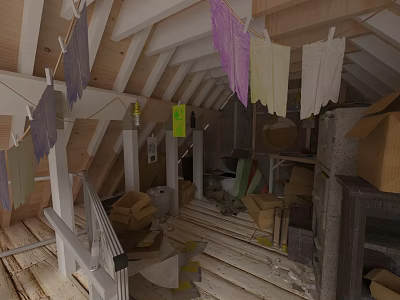 Adventurer Old House Tomb Game Style Building Wood Structure Static Lighting 3d model