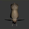 Detailed Brown Elephant Sculpture With Large Ears And Long Tusks On Dark Background