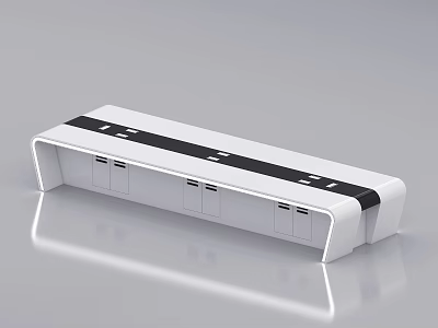 Conference Room Tabletop Power Module With White Finish And Black Stripe 3d model