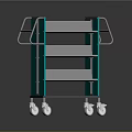 Teal And Gray Multi Shelf Trolley With Rolling Wheels And Storage Layers