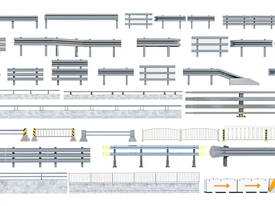 Various Types Of Fence Designs For Road And Building Applications 3d model