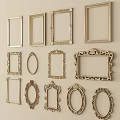 Various Decorative Wall Mounted Frames With Ornate Designs And Different Shapes 3d model