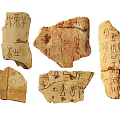 Ancient Inscribed Oracle Bone Fragments Decorative Ornament Set For 3d model
