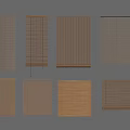 Wooden Window Blinds Various Styles And Designs Displayed On Gray Background 3d model