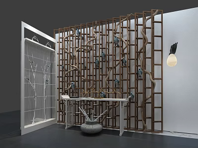 New Chinese-style partition branch bird partition 3d model New Chinese-style partition branch bird partition 3d model