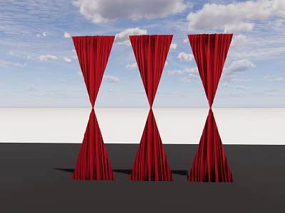 Ceiling Drapery Red Elegant Hanging Decoration Three Pieces For Event Venue 3d model