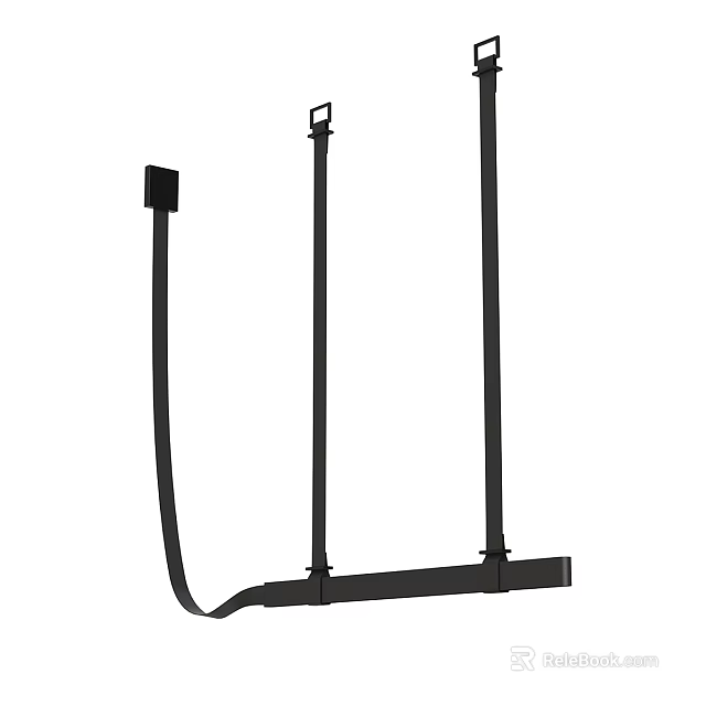 Modern Black Metal Chandelier With Sleek Linear Frame Structure Design 3d model 