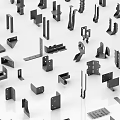 Assorted Metal Hardware Components Including Brackets And Fasteners With Various Shapes