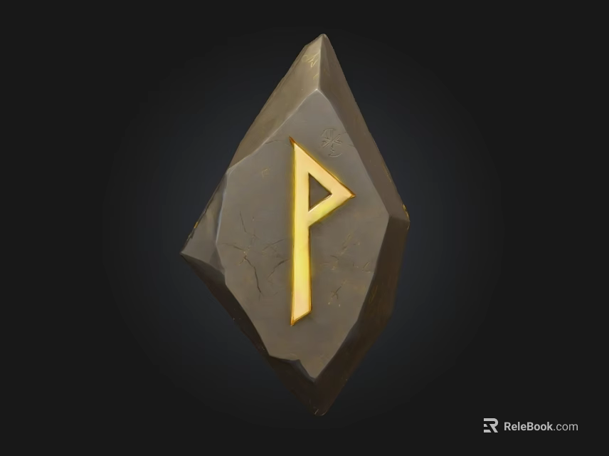 Wood Stone Irregular Shape Decorative Item With Golden Symbol On Black Background 3d model 