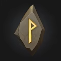 Wood Stone Irregular Shape Decorative Item With Golden Symbol On Black Background