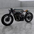 Honda Custom Motorcycle With Black Body Leather Seat And Retro Design Details