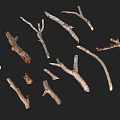 Natural Stone and Wood Twigs Collection for Rustic DIY Decor Projects 3d model