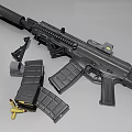 Modern Tactical Rifle With Multiple Magazines And Accessories On White Surface 3d model