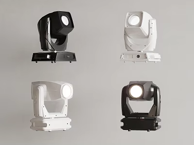 Professional Stage Moving Head Lights In Black And White Fixtures Design 3d model