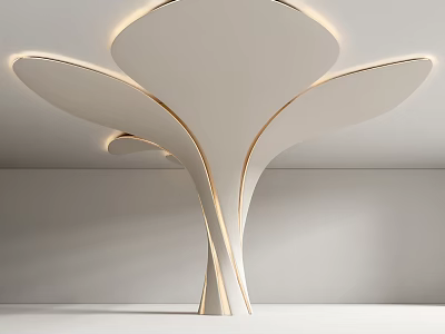 Modern Curved Column Design With Gold Edges And Elegant Interior Lighting 3d model