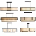 Modern Rectangular Pendant Lights With Sleek Metal Frames And Multiple Design Styles 3d model
