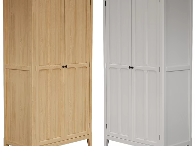 Simple Modern Wardrobe In Light Wood And White With Double Door Design And Legs 3d model