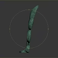Green Leaf Shaped Decorative Ornament With Curled Design And Metallic Finish