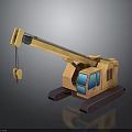 Yellow Tracked Construction Crane 3D Model With Blue Windows And Detailed Design 3d model