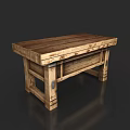 Rustic Wooden Table With Solid Wood Top Drawer And Sturdy Base