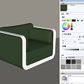 Green Leather Single Sofa With Silver Frame And Modern Design 3d model