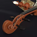 Vintage Musical Instruments And Art Supplies With Violin Paintbrush Sheet Music Books And Candle Holder