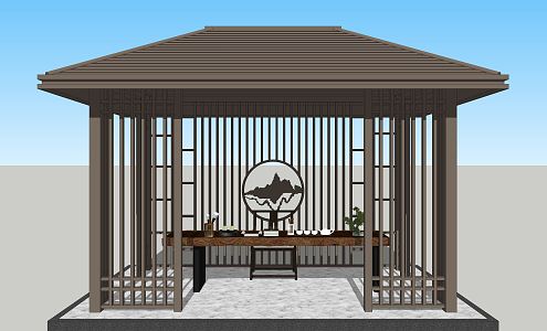 New Chinese-style pavilion four-corner pavilion landscape pavilion 3d model