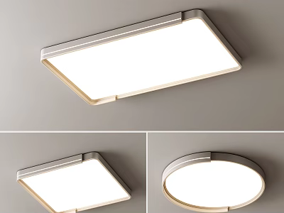 Modern Minimalist Ceiling Lights With Rectangular Square Round Shapes And White Light Metal Frame 3d model