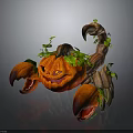 Halloween Decorative Scorpion Figure With Carved Pumpkin Body And Green Vines