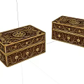 Elegant Brown Boxes With Intricate Gold Patterns And Circular Decorative Design 3d model
