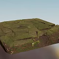 Lush Green Moss Growing On Cracked Stone Slab In Garden Ground