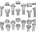 Hardware Tools Featuring Different Sizes And Types of Bolts Nuts And Fasteners 3d model