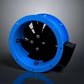 Blue Circular Fan With Black Blades And Blue Housing Motor Design